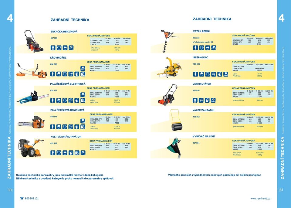 88 500 425 375 605 514 454 KAUCE 7 500 KŘOVINOŘEZ 832 263 PILA ŘETĚZOVÁ ELEKTRICKÁ 832 121 PILA ŘETĚZOVÁ BENZÍNOVÁ 832 141 KULTIVÁTOR/ROTAVÁTOR 451 115 šířka záběru 425 361 319 514 437 386 KAUCE 7