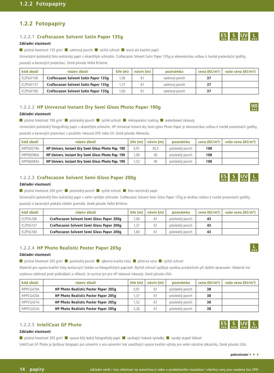 ICZPSAT106 Craftecazon Solvent Satin Paper 135g 1,06 61 saténový povrch 37 ICZPSAT137 Craftecazon Solvent Satin Paper 135g 1,37 61 saténový povrch 37 ICZPSAT160 Craftecazon Solvent Satin Paper 135g