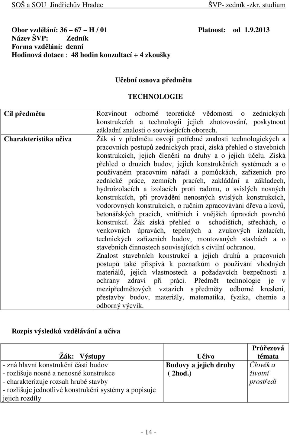 konstrukcích technologii jejich zhotovování, poskytnout zákldní znlosti o souvisejících oborech.