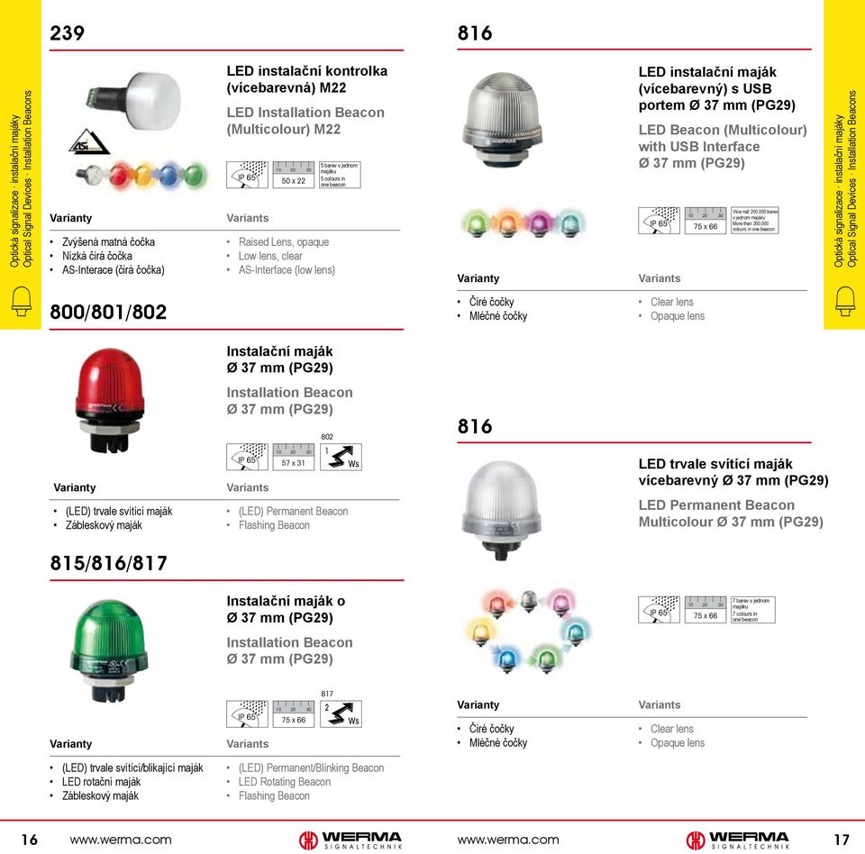 portem Ø 37 mm (PG29) LED Beacon (Multicolour) with USB Interface Ø 37 mm (PG29) 75 x 66 Více než 200.