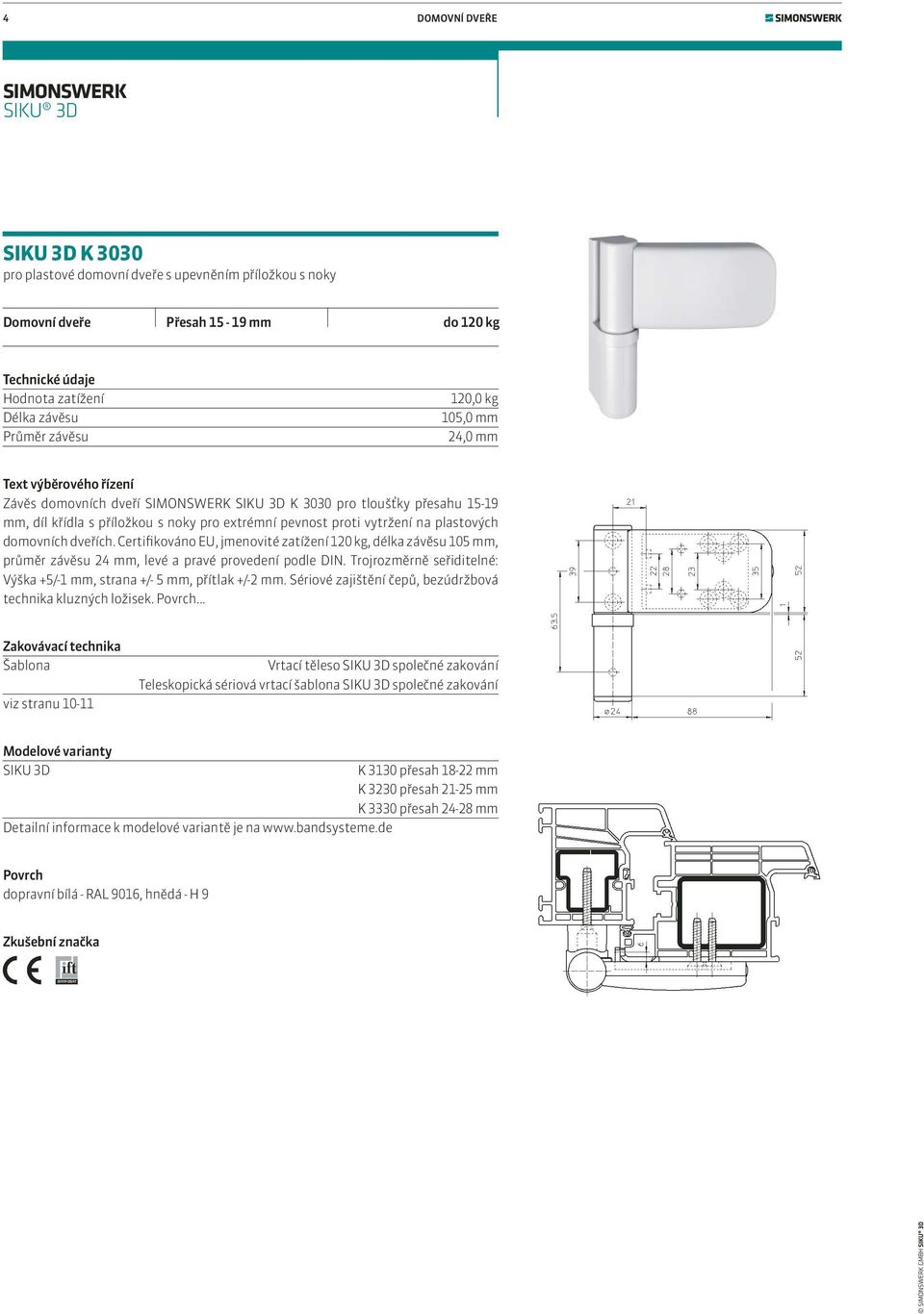 SIKU 3D. Funkční závěsový systém pro plastové domovní dveře - PDF Free  Download