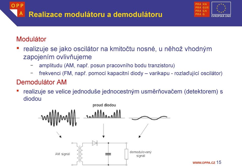 posun pracovního bodu tranzistoru) frekvenci (FM, např.