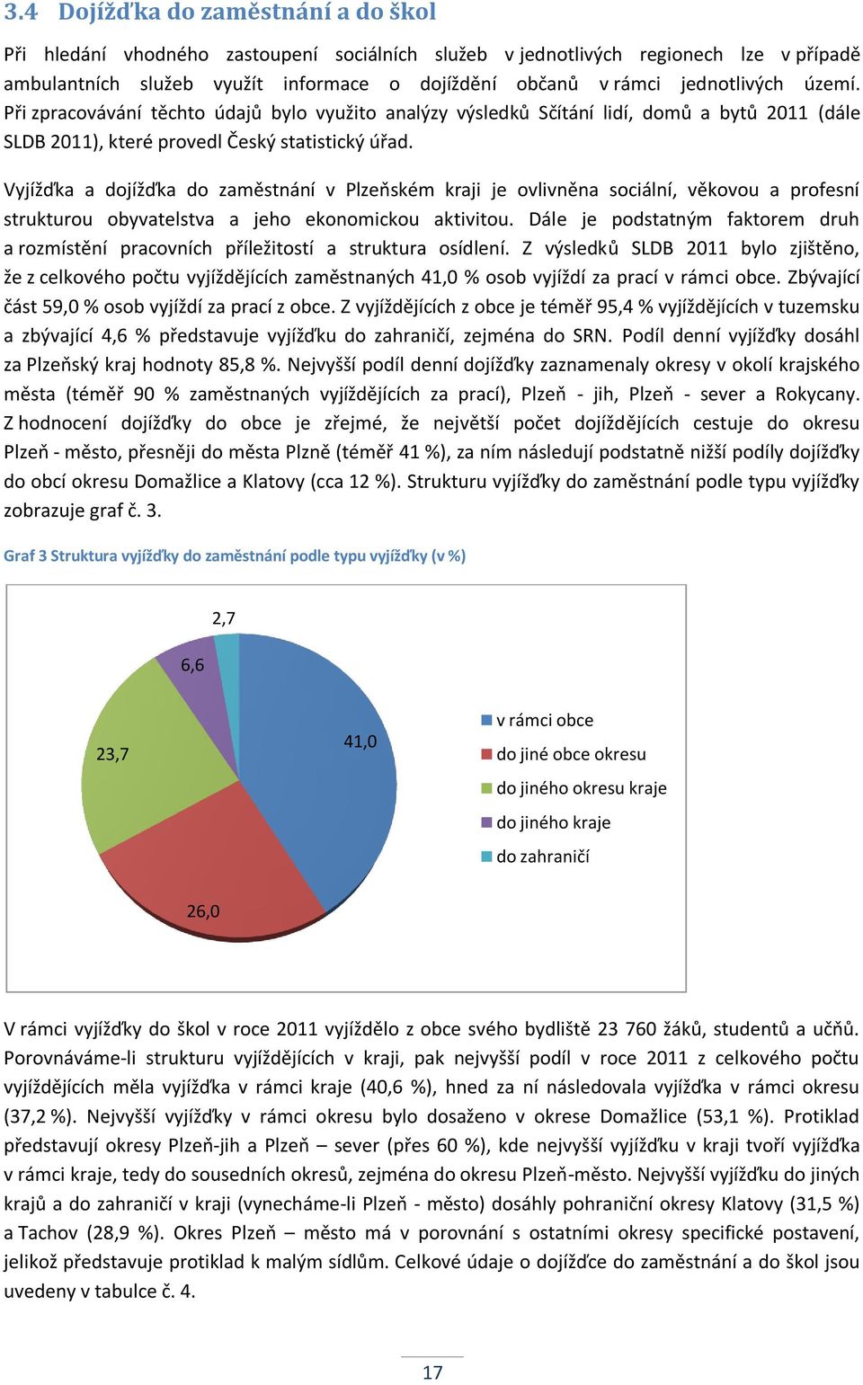 Vyjížďka a dojížďka do zaměstnání v Plzeňském kraji je ovlivněna, věkovou a profesní strukturou obyvatelstva a jeho ekonomickou aktivitou.