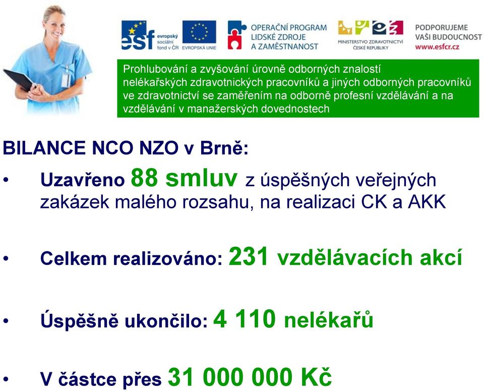 NZO v Brně: Uzavřeno 88 smluv z úspěšných veřejných zakázek malého rozsahu, na realizaci CK a