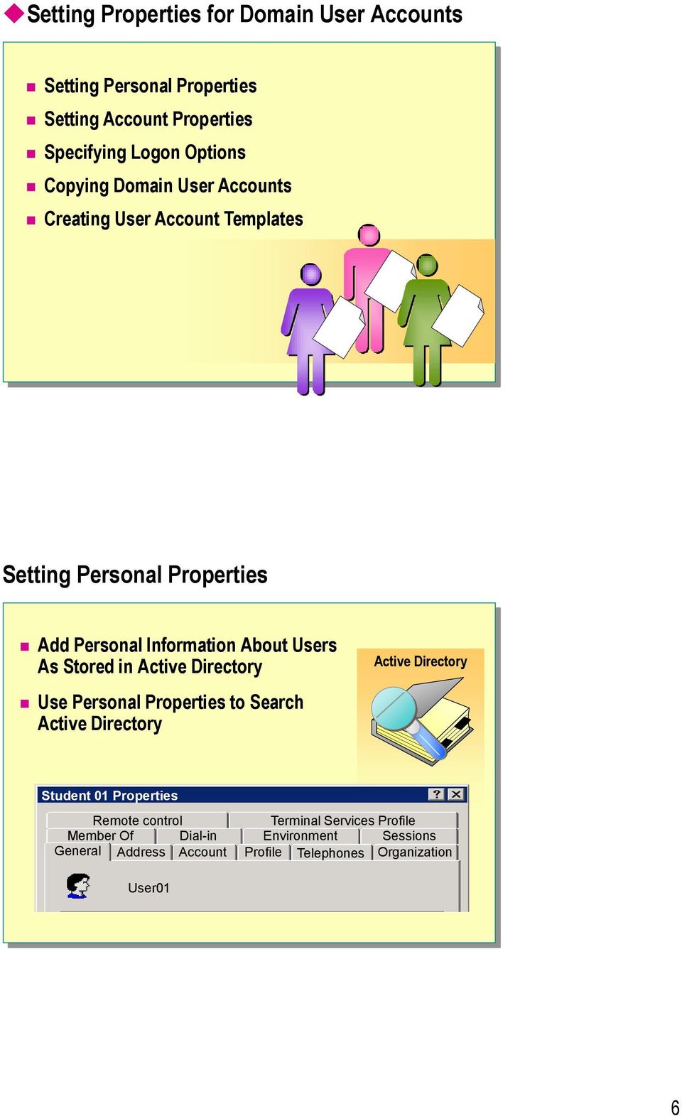 in Active Directory Use Personal Properties to Search Active Directory Active Directory Student 01 Properties Remote