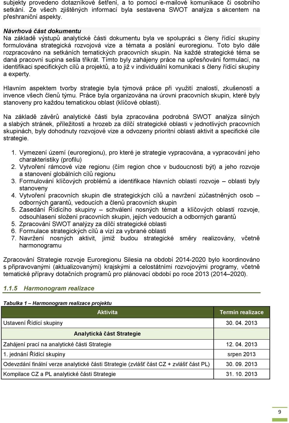 Toto bylo dále rozpracováno na setkáních tematických pracovních skupin. Na každé strategické téma se daná pracovní supina sešla třikrát.