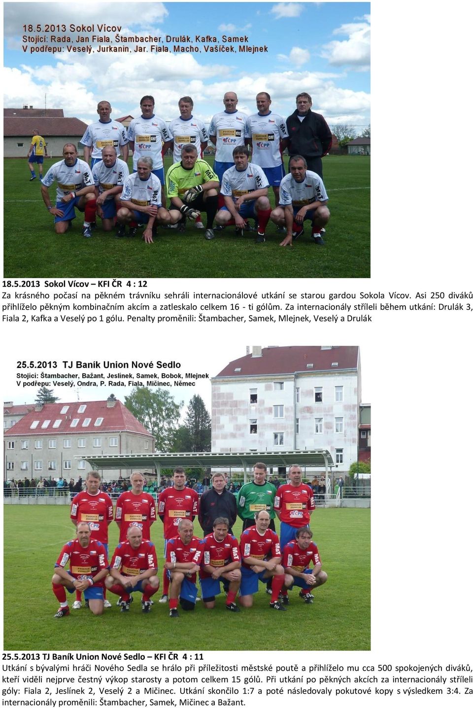 Penalty proměnili: Štambacher, Samek, Mlejnek, Veselý a Drulák 25.