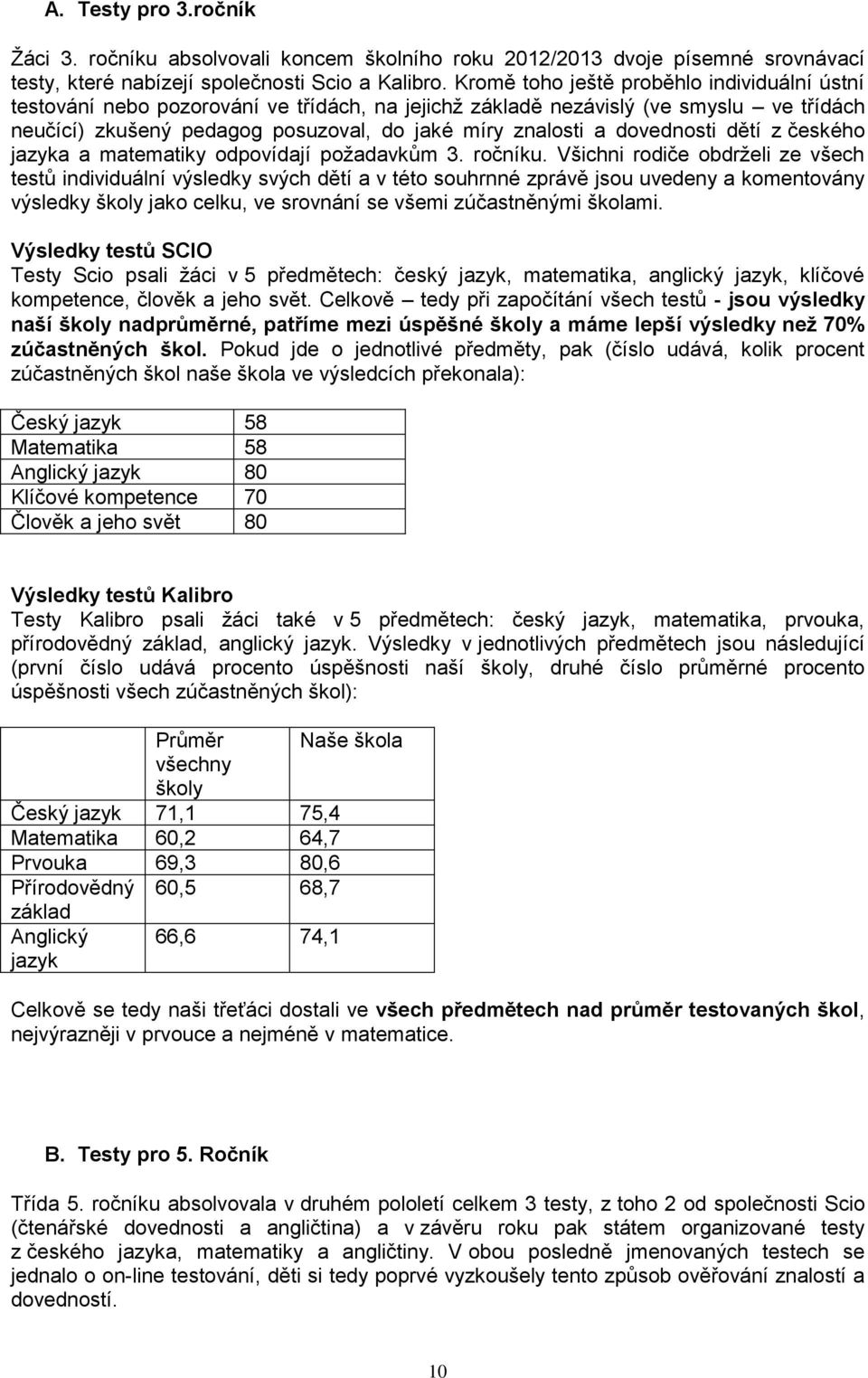 dovednosti dětí z českého jazyka a matematiky odpovídají poţadavkům 3. ročníku.