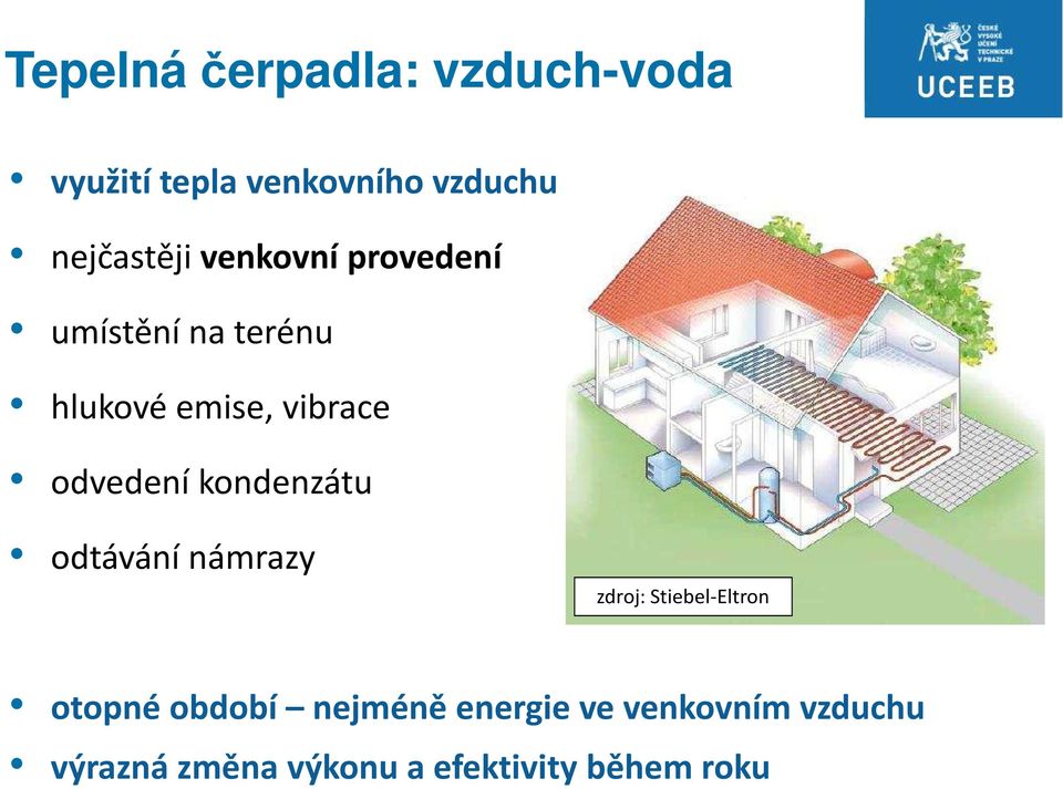 odvedení kondenzátu odtávání námrazy zdroj: Stiebel-Eltron otopné období