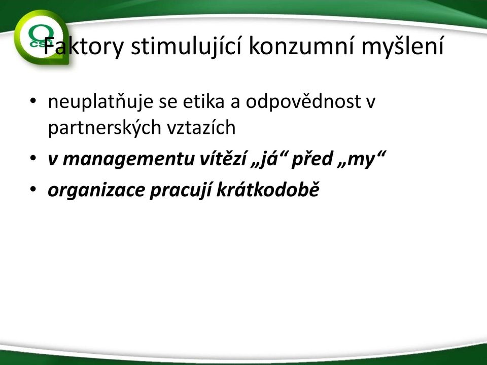 partnerských vztazích v managementu
