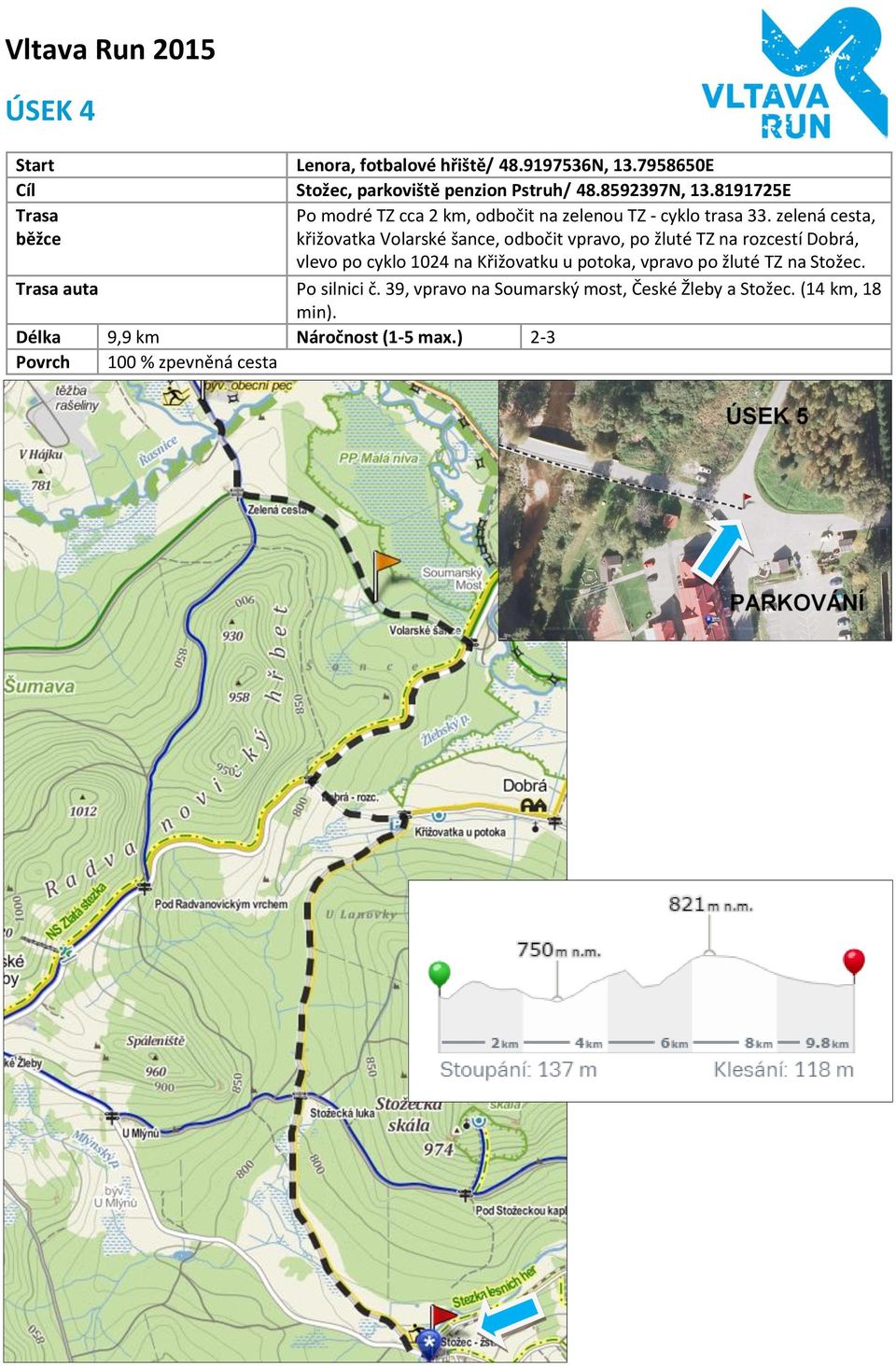 zelená cesta, křižovatka Volarské šance, odbočit vpravo, po žluté TZ na rozcestí Dobrá, vlevo po cyklo 1024 na Křižovatku u