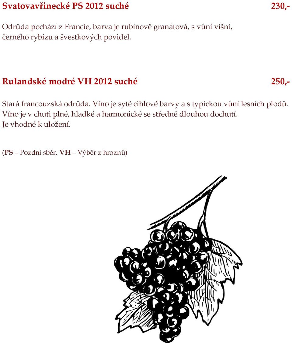 Rulandské modré VH 2012 suché 250,- Stará francouzská odrůda.