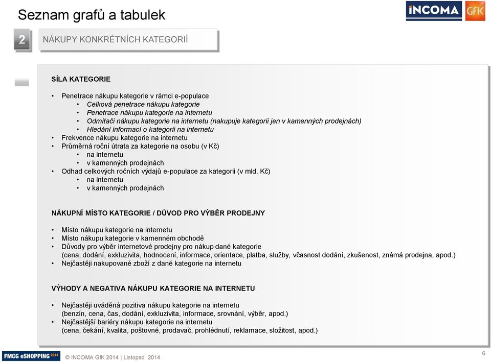 internetu v kamenných prodejnách Odhad celkových ročních výdajů e-populace za kategorii (v mld.