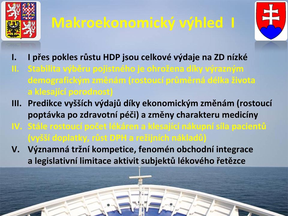 Predikce vyšších výdajů díky ekonomickým změnám (rostoucí poptávka po zdravotní péči) a změny charakteru medicíny IV.