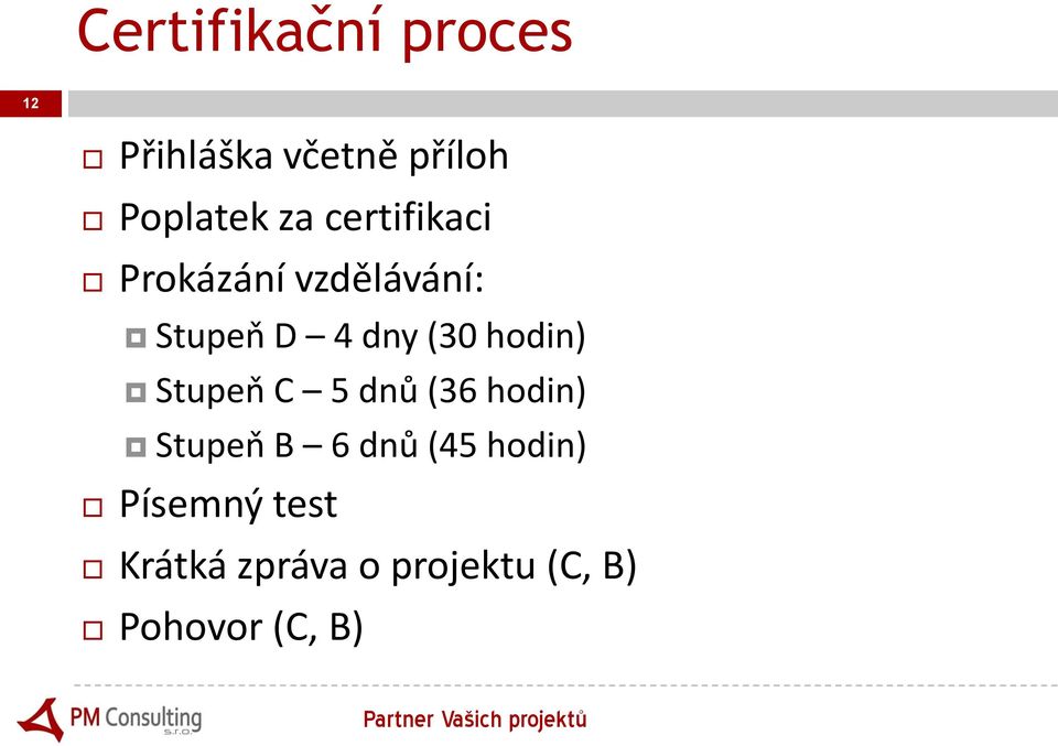 hodin) Stupeň C 5 dnů (36 hodin) Stupeň B 6 dnů (45