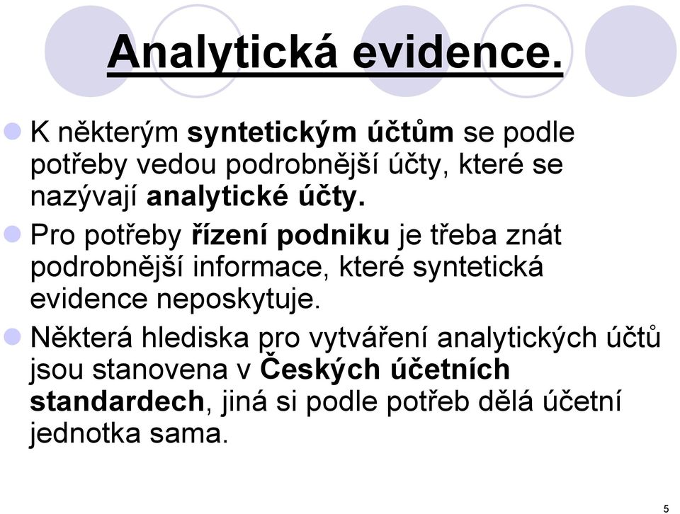 analytické účty.
