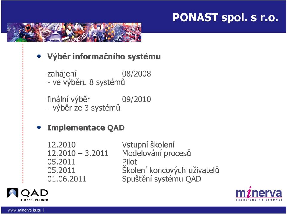 Výběr informačního systému zahájení 08/2008 - ve výběru 8 systémů