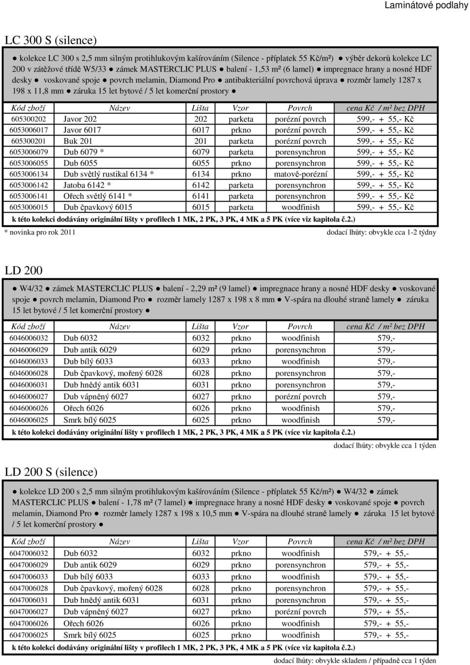 let komerční prostory Kód zboží Název Lišta Vzor Povrch cena Kč / m² bez DPH 605300202 Javor 202 202 parketa porézní povrch 599,- + 55,- Kč 6053006017 Javor 6017 6017 prkno porézní povrch 599,- +