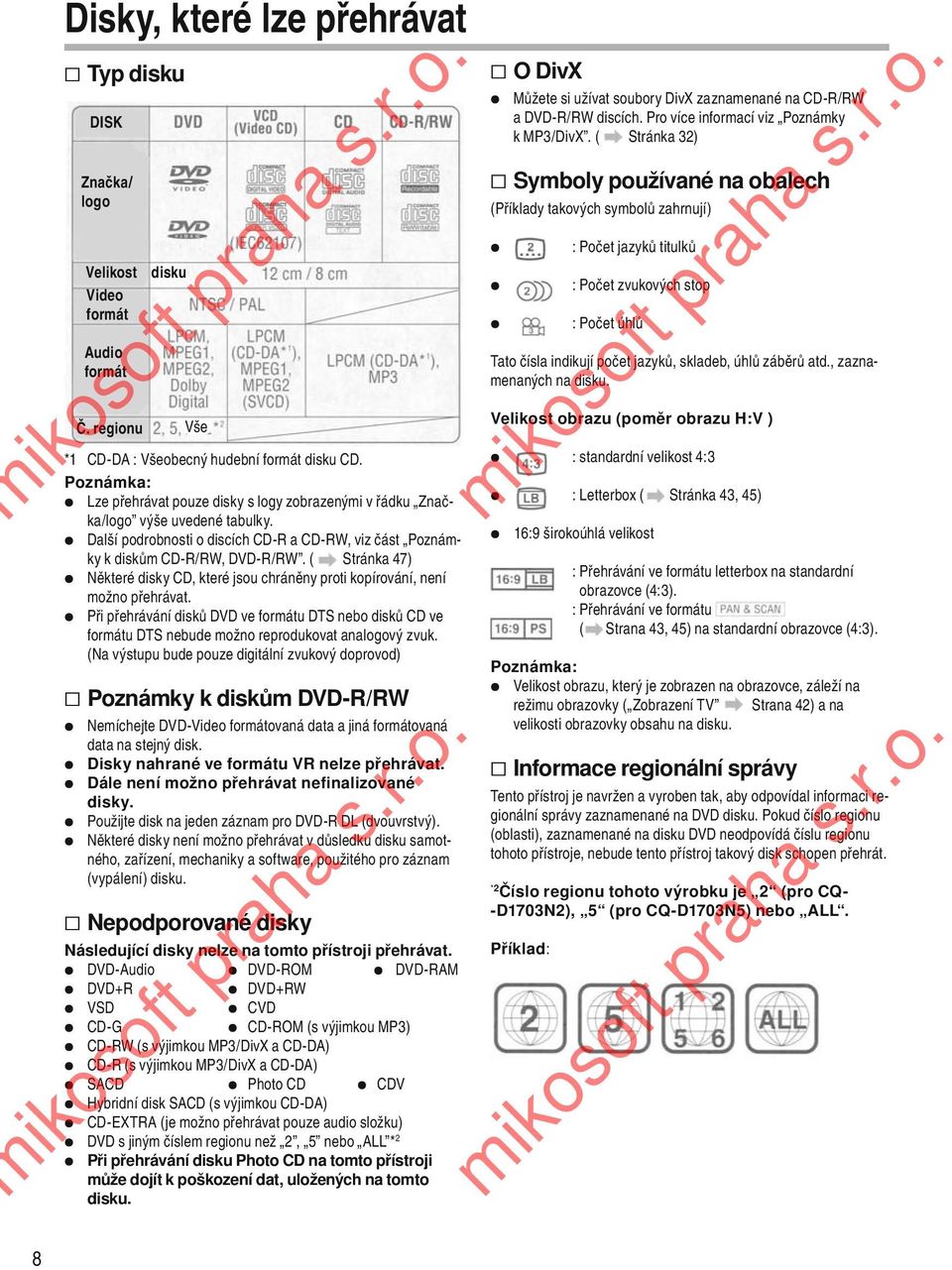 ( Stránka 47) Některé disky CD, které jsou chráněny proti kopírování, není možno přehrávat.