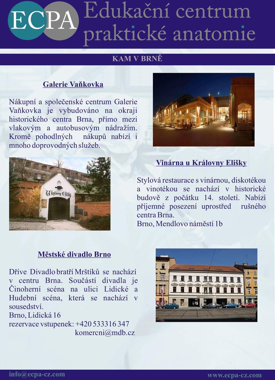 Vinárna u Královny Elišky Stylová restaurace s vinárnou, diskotékou a vinotékou se nachází v historické budovì z poèátku 14. století.