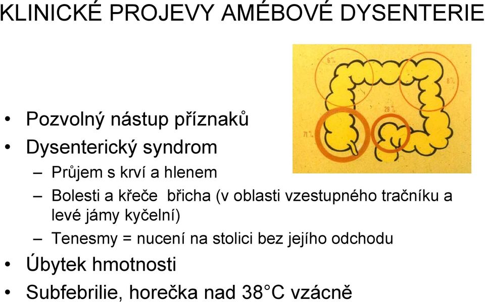 oblasti vzestupného tračníku a levé jámy kyčelní) Tenesmy = nucení na