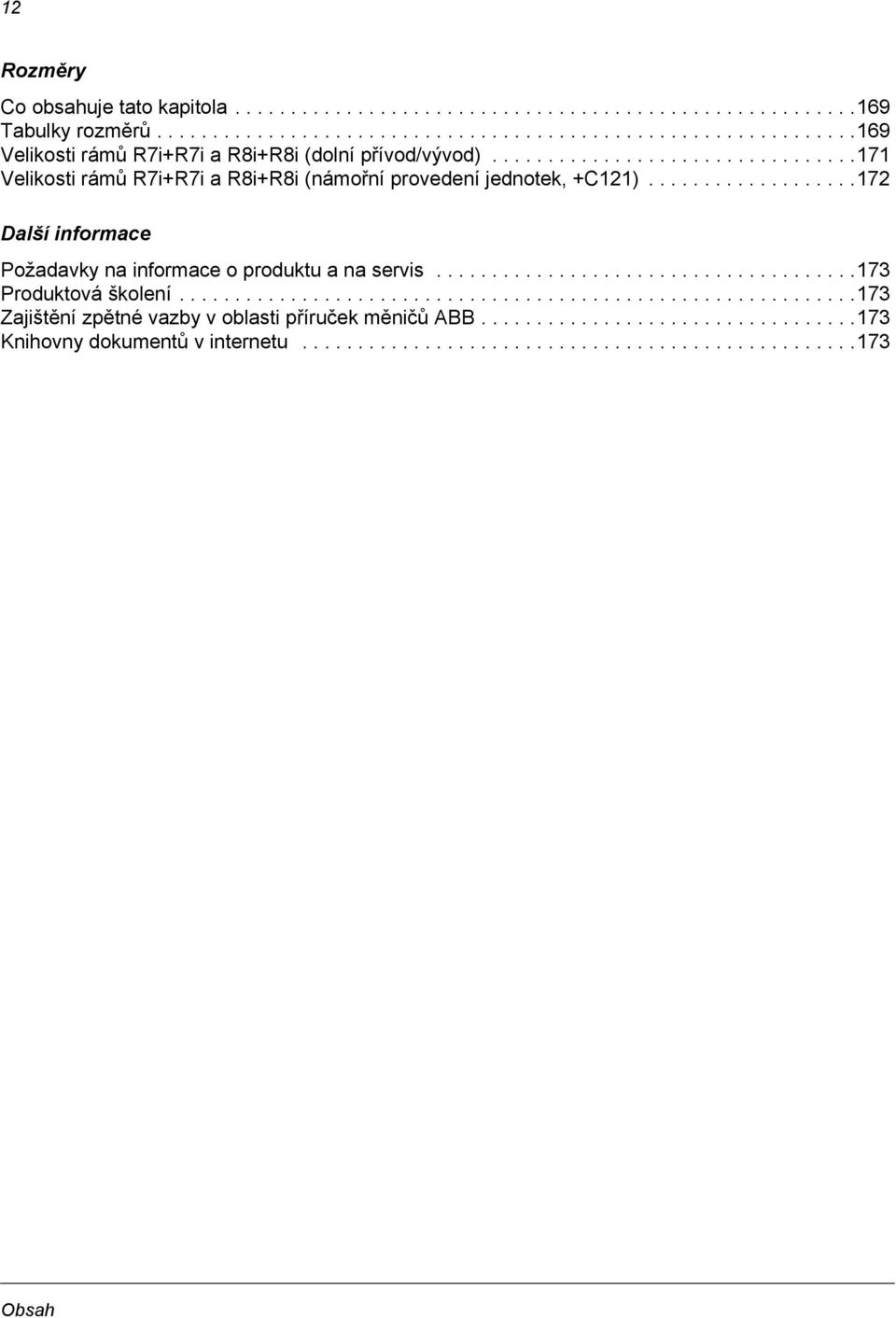 .....................................173 Produktová školení.............................................................173 Zajištění zpětné vazby v oblasti příruček měničů ABB.