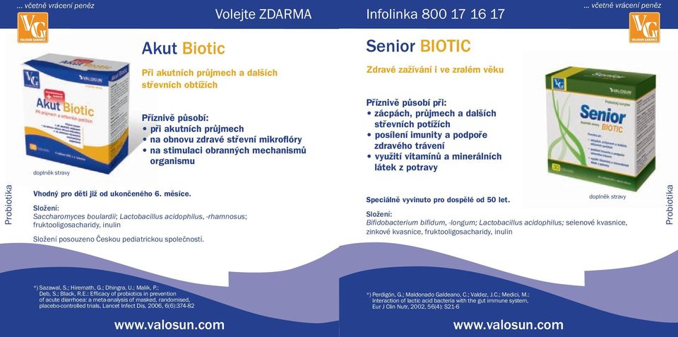 pro dûti jiï od ukonãeného 6. mûsíce. Saccharomyces boulardii; Lactobacillus acidophilus, -rhamnosus; fruktooligosacharidy, inulin Složení posouzeno Českou pediatrickou společností.