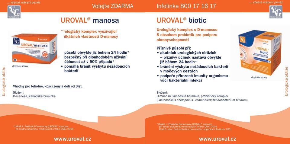 D-manosa, kanadská brusinka pûsobí obvykle jiï bûhem 24 hodin* bezpeãn pfii dlouhodobém uïívání úãinnost aï v 90% pfiípadû* pomáhá bránit v skytu neïádoucích bakterií akutních urologick ch obtíïích