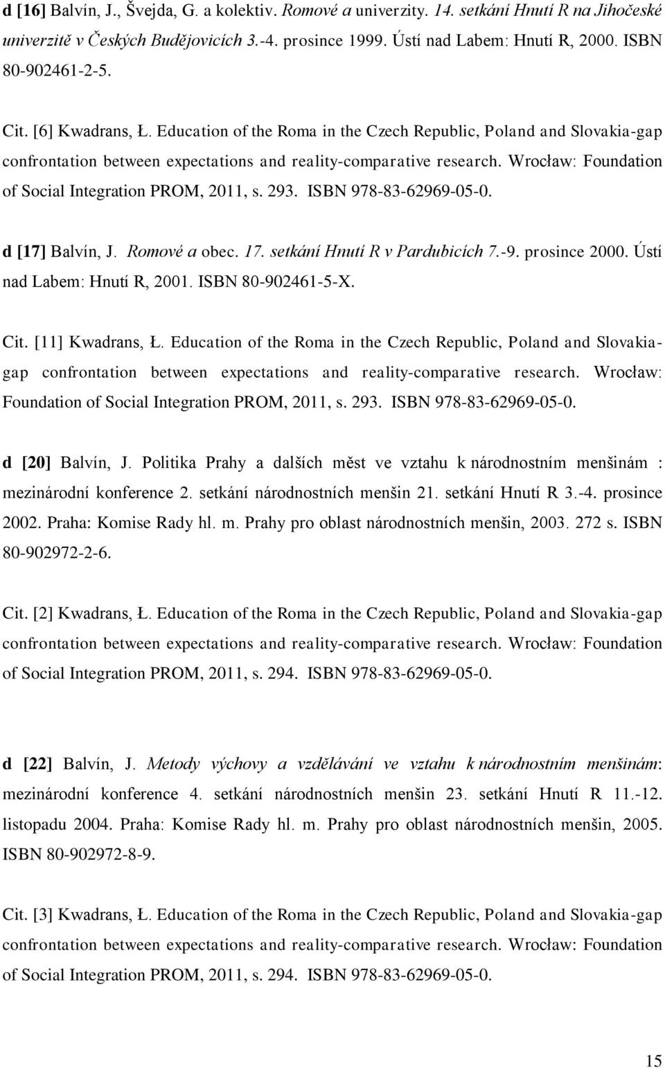 Romové a obec. 17. setkání Hnutí R v Pardubicích 7.-9. prosince 2000. Ústí nad Labem: Hnutí R, 2001. ISBN 80-902461-5-X. Cit. [11] Kwadrans, Ł.