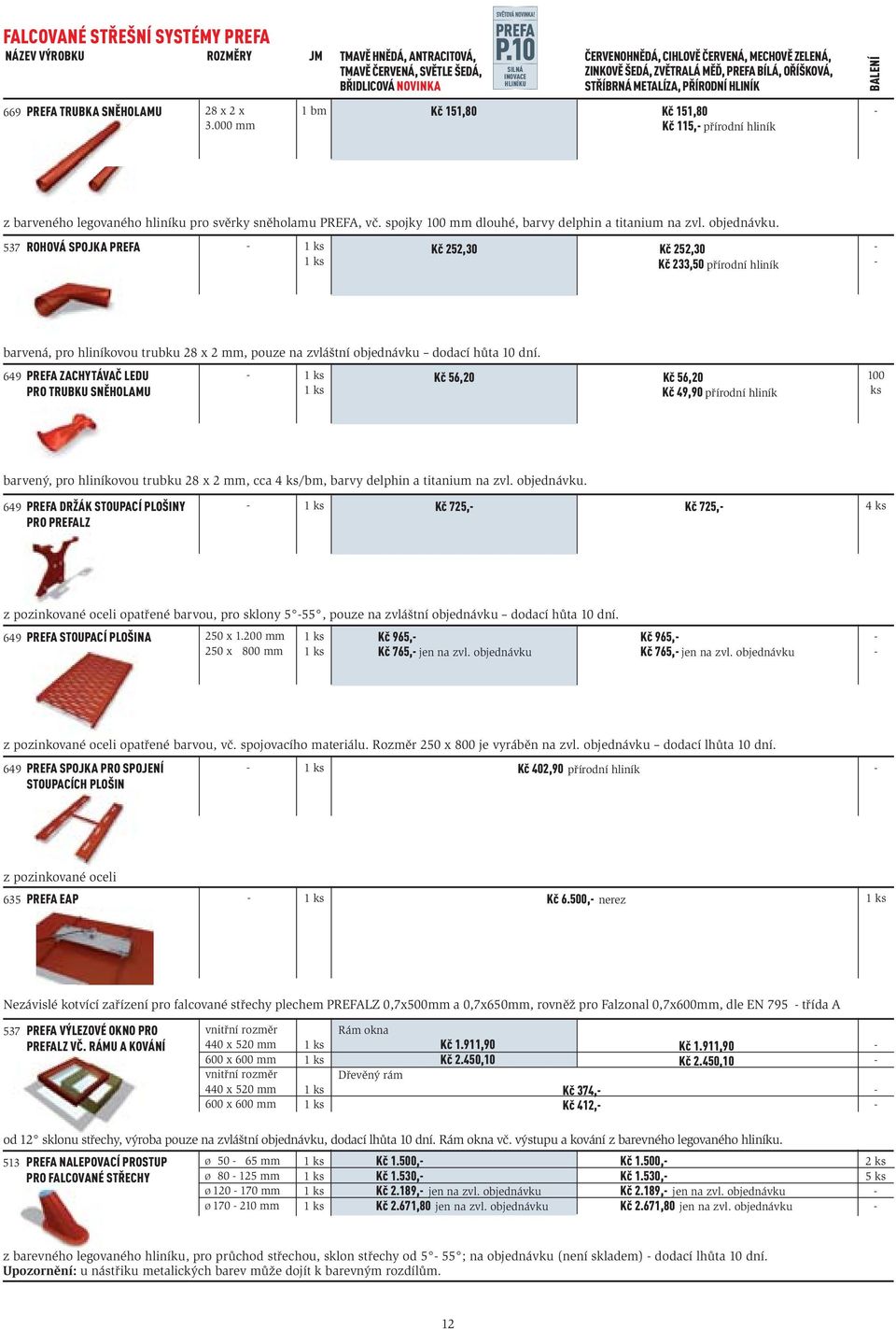 STŘÍBRNÁ METALÍZA, PŘÍRODNÍ HLINÍK 1 bm Kč 151,80 Kč 151,80 Kč 115, přírodní hliník z barveného legovaného hliníku pro svěrky sněholamu PREFA, vč.