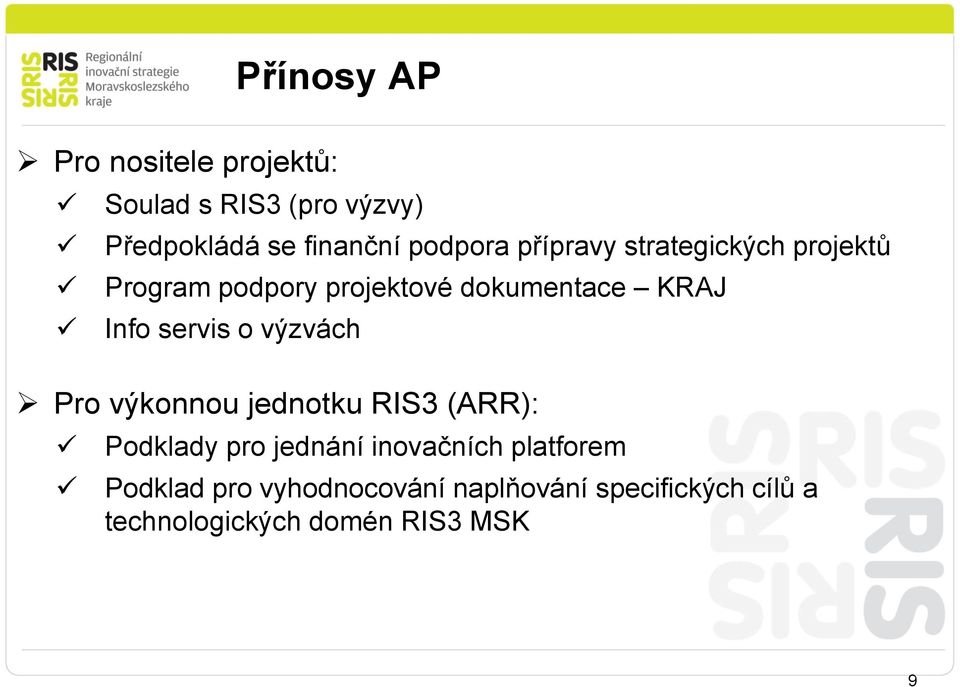 servis o výzvách Pro výkonnou jednotku RIS3 (ARR): Podklady pro jednání inovačních