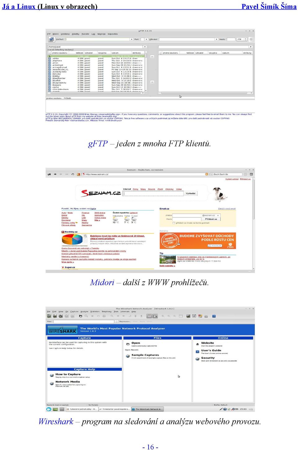 Wireshark program na sledování