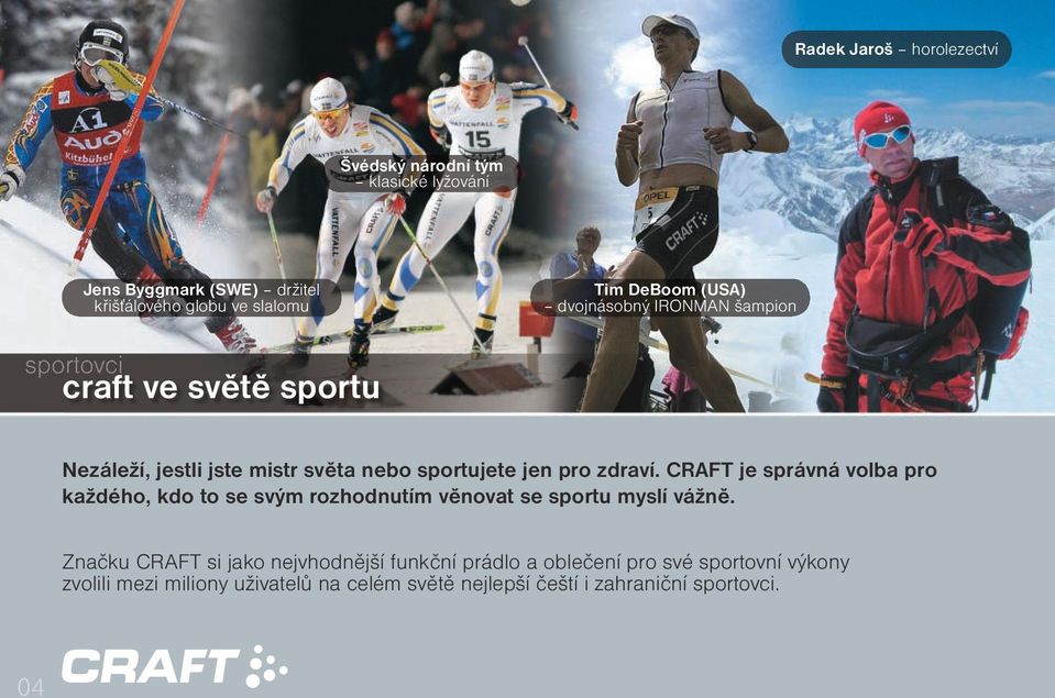 CRAFT je správná volba pro každého, kdo to se svým rozhodnutím věnovat se sportu myslí vážně.