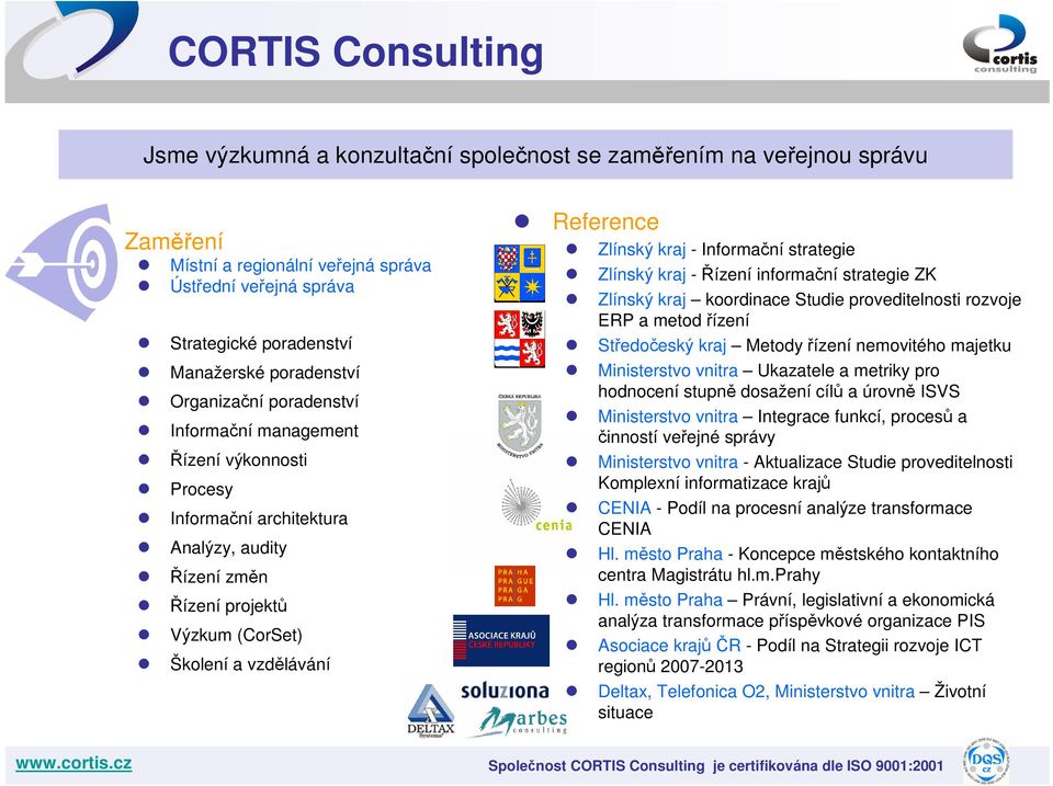 Zlínský kraj - Informační strategie Zlínský kraj - Řízení informační strategie ZK Zlínský kraj koordinace Studie proveditelnosti rozvoje ERP a metod řízení Středočeský kraj Metody řízení nemovitého