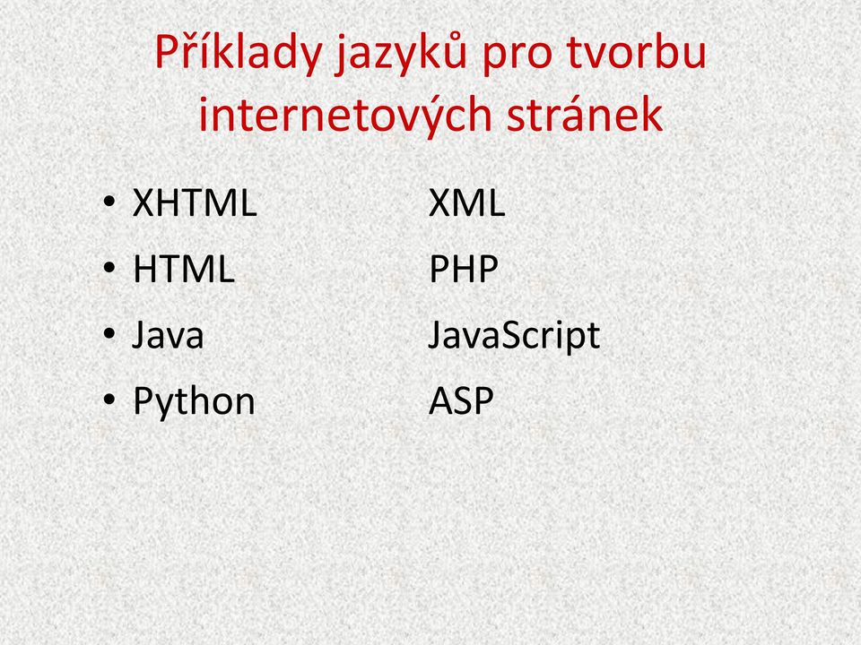 stránek XHTML HTML Java