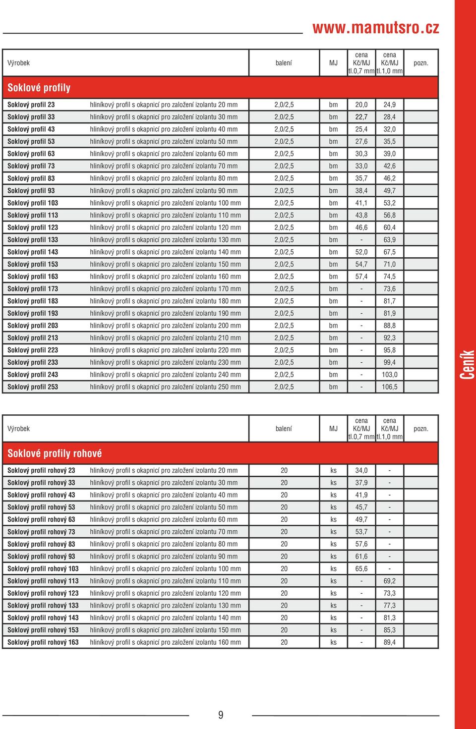 s okapnicí pro založení izolantu 40,0/,5 b 5,4,0 Soklový profil 5 hliníkový profil s okapnicí pro založení izolantu 50,0/,5 b 7,6 5,5 Soklový profil 6 hliníkový profil s okapnicí pro založení