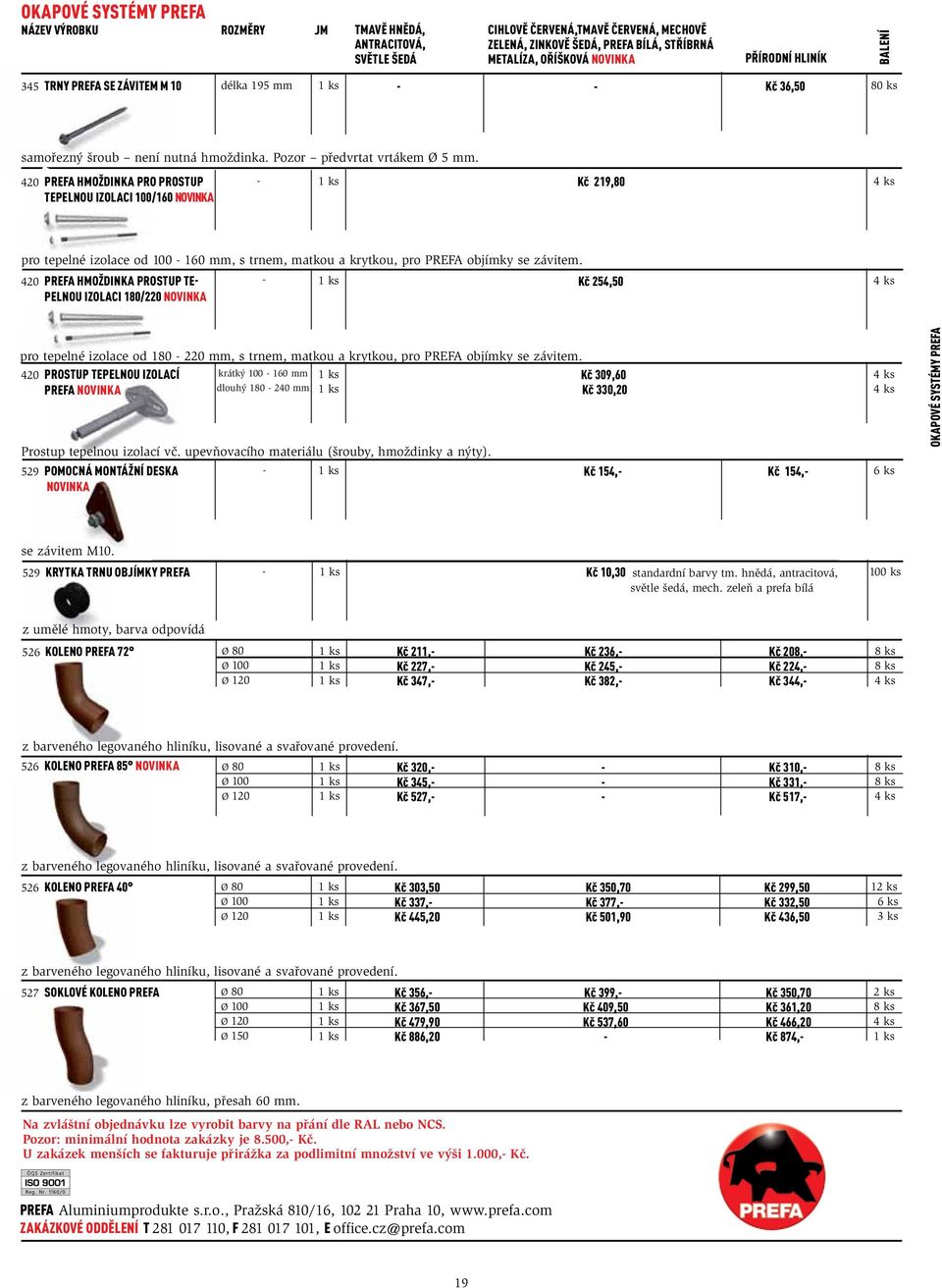 420 PREFA HMOŽDINKA PRO PROSTUP TEPELNOU IZOLACI 0/160 NOVINKA Kč 219, 4 ks pro tepelné izolace od 0 160 mm, s trnem, matkou a krytkou, pro PREFA objímky se závitem.