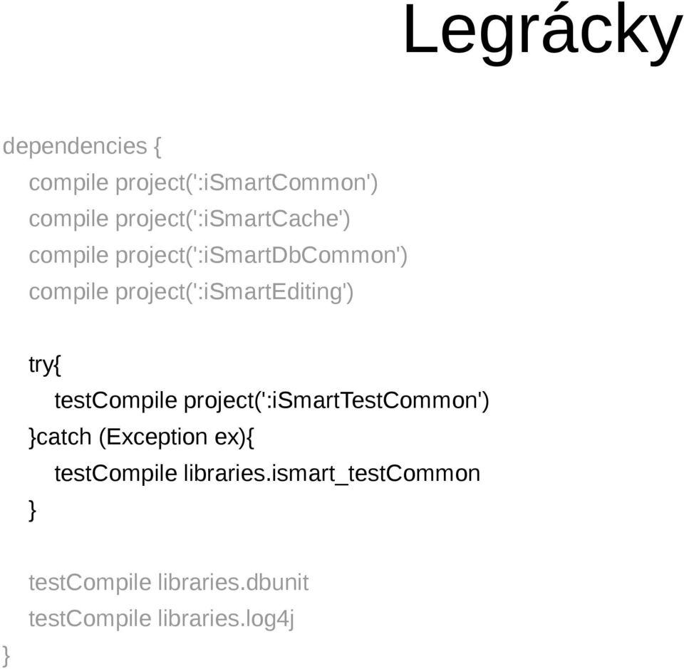 project(':ismartediting') try{ testcompile project(':ismarttestcommon') }catch