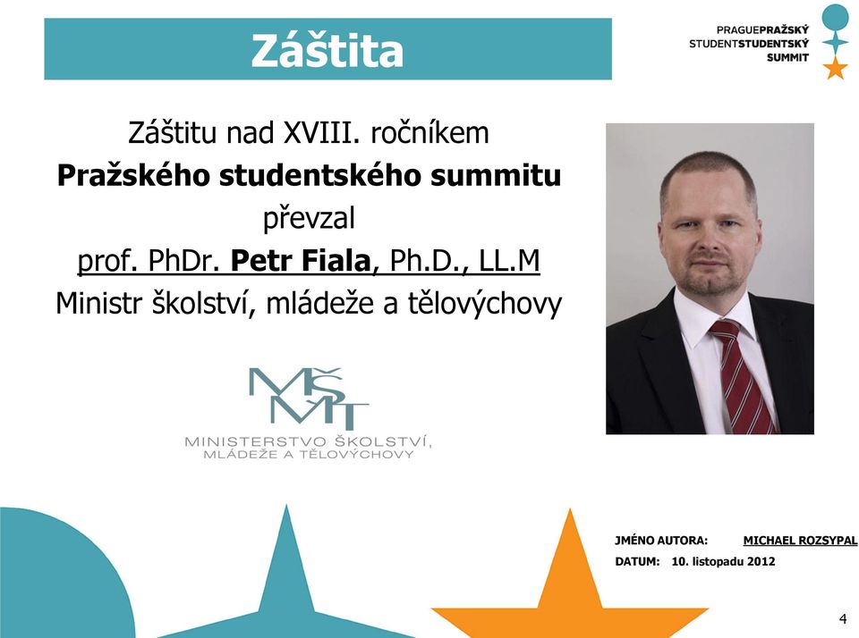 převzal prof. PhDr. Petr Fiala, Ph.D., LL.
