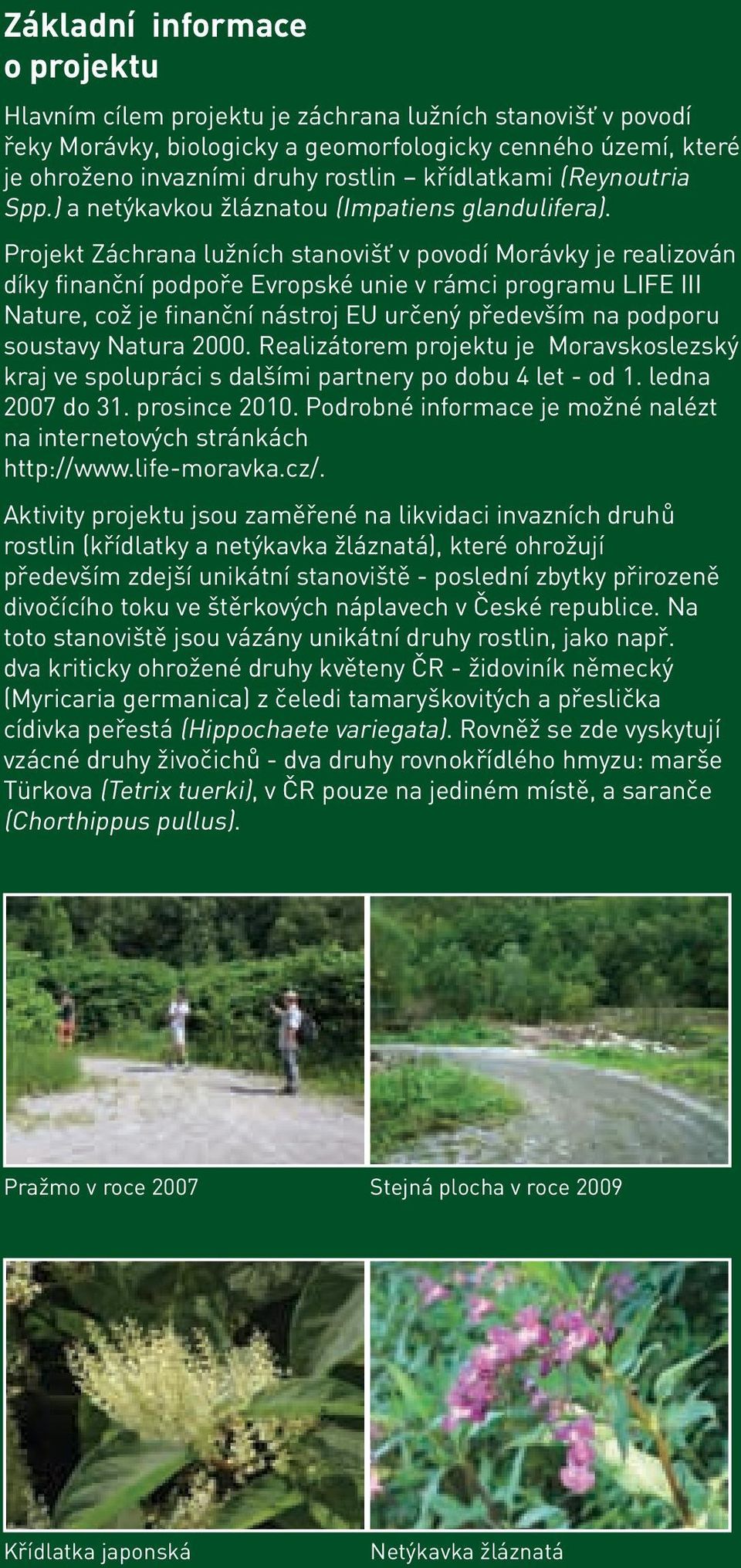 Projekt Záchrana lužních stanovišť v povodí Morávky je realizován díky finanční podpoře Evropské unie v rámci programu LIFE III Nature, což je finanční nástroj EU určený především na podporu soustavy