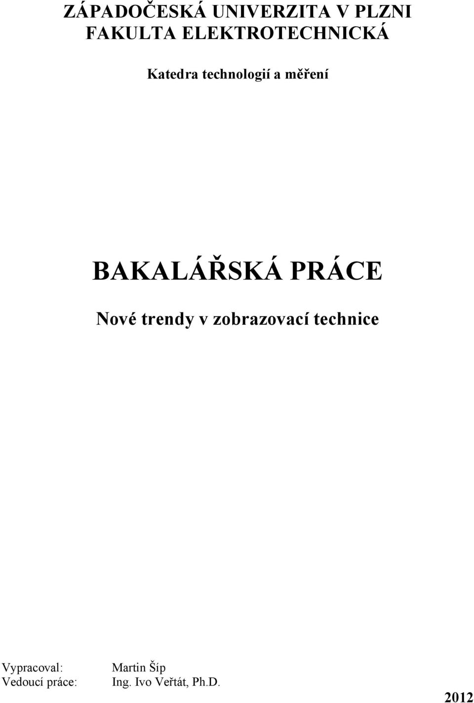 BAKALÁŘSKÁ PRÁCE Nové trendy v zobrazovací