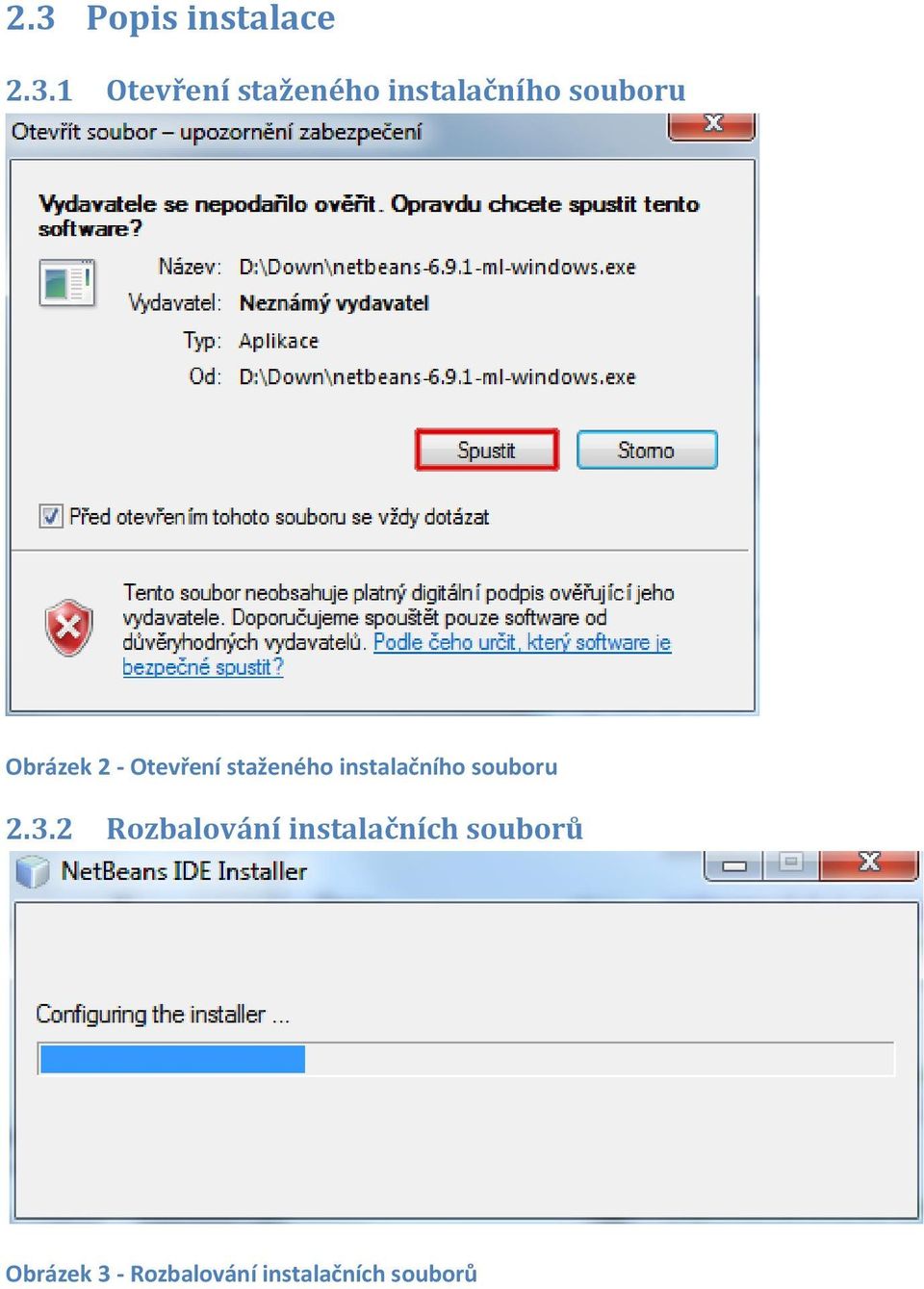 staženého instalačního souboru 2.3.