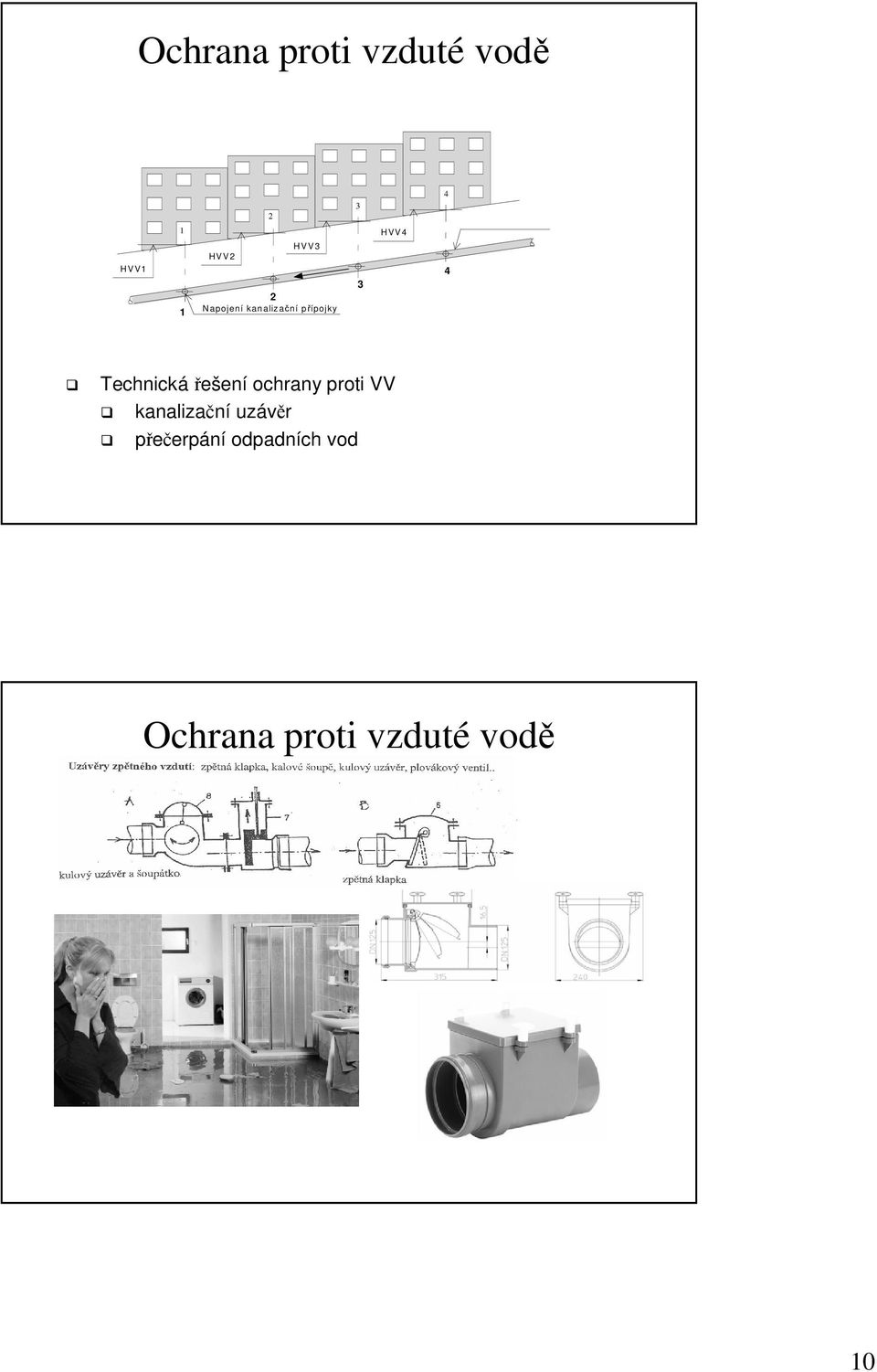 Technická řešení ochrany proti VV kanalizační