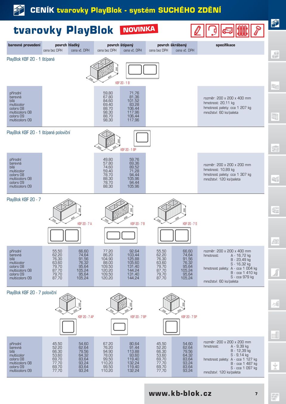 DPH PlayBlok KBF 20-1 štípaná 400 KBF 20-1 B multi multi 59,80 67,80 84,60 69,40 88,70 98,30 88,70 98,30 71,76 81,36 101,52 83,28 106,44 117,96 106,44 117,96 rozměr: x x 400 mm hmotnost: 20,11 kg