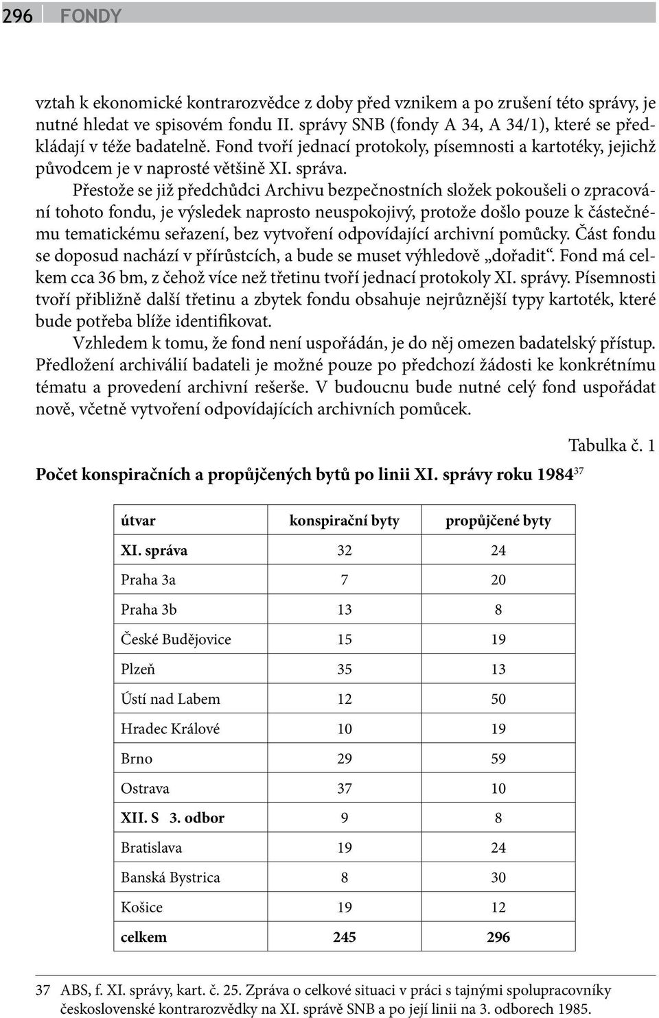 Přestože se již předchůdci Archivu bezpečnostních složek pokoušeli o zpracování tohoto fondu, je výsledek naprosto neuspokojivý, protože došlo pouze k částečnému tematickému seřazení, bez vytvoření