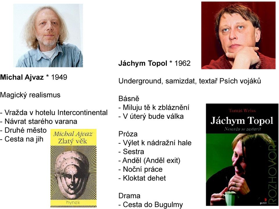 samizdat, textař Psích vojáků Básně - Miluju tě k zbláznění - V úterý bude válka Próza -