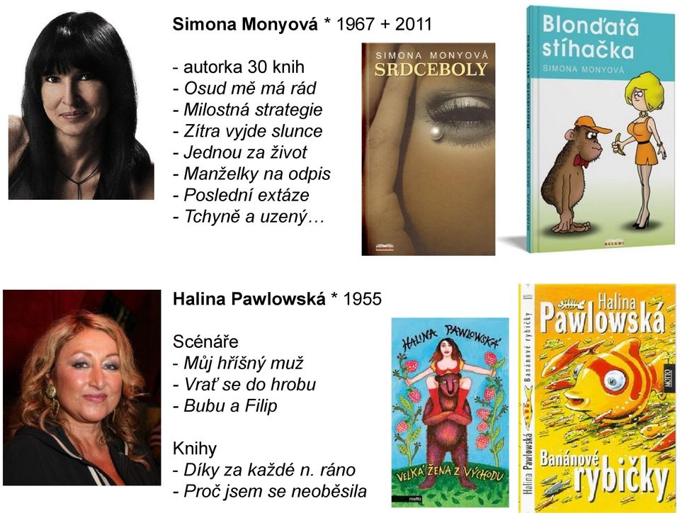 Poslední extáze - Tchyně a uzený Halina Pawlowská * 1955 Scénáře - Můj hříšný