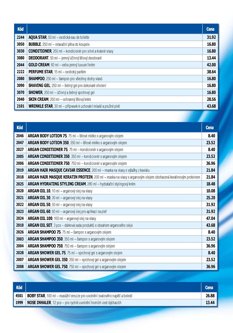 64 2080 SHAMPOO, 250 ml šampon pro všechny druhy vlasů 16.80 3090 SHAVING GEL, 250 ml šetrný gel pro dokonalé oholení 16.80 3070 SHOWER, 250 ml účinný a šetrný sprchový gel 16.