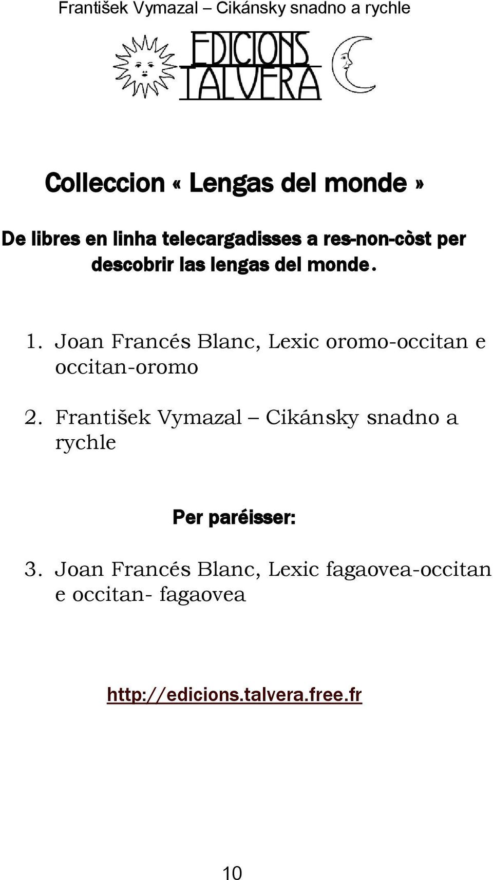 Joan Francés Blanc, Lexic oromo-occitan e occitan-oromo 2.