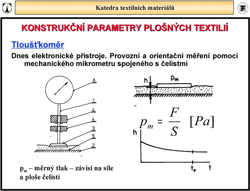 mechanického mikrometru spojeného s čeistmi